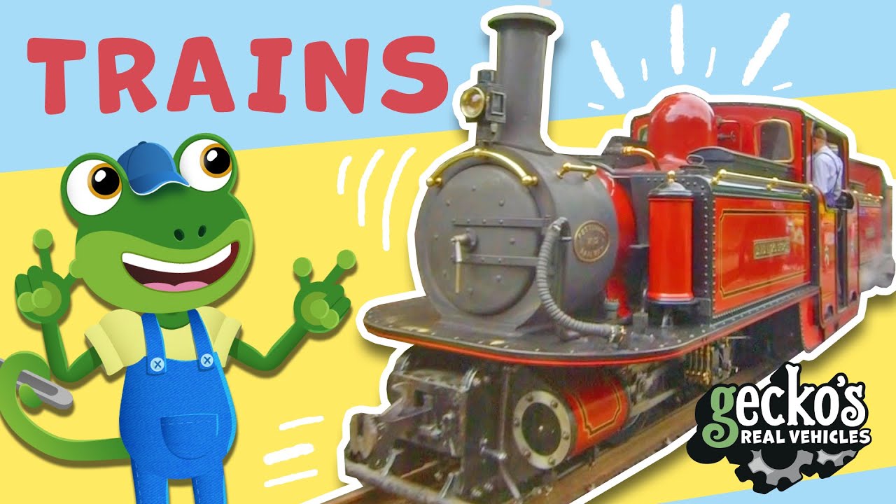 Gecko's Top 5 Trains!｜Trains For Kids｜Gecko's Real Vehicles｜Learning & Educational Videos