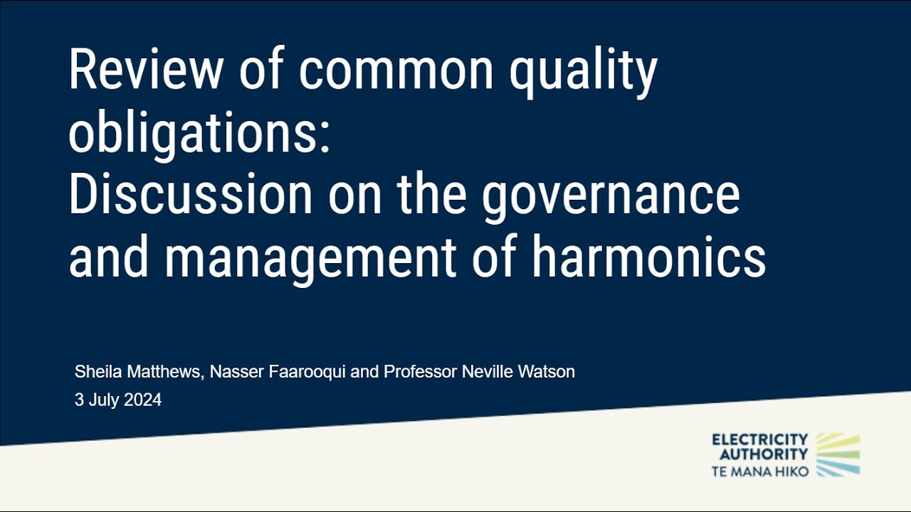 Webinar: Managing harmonics - as part of the Part 8 Common Quality consultation