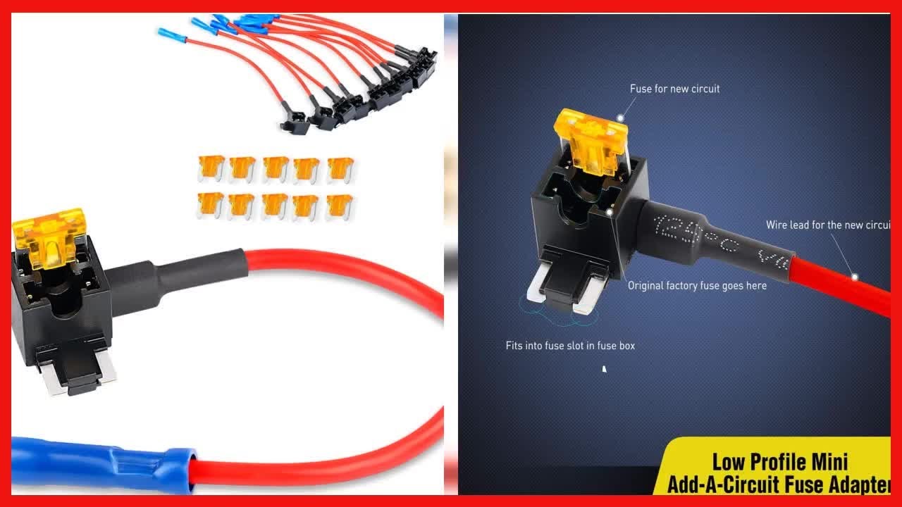 Nilight - 50038R 10 Pack 12V Car Add-a-circuit Fuse TAP Adapter with 5 Amp Low Profile Mini Blade
