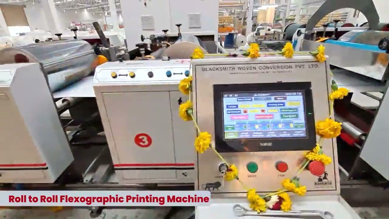 BLACKSMITH ROLL TO ROLL FLEXOGRAPHIC PRINTING MACHINE WITHOUT CYLINDER OR DRUM CHANGE