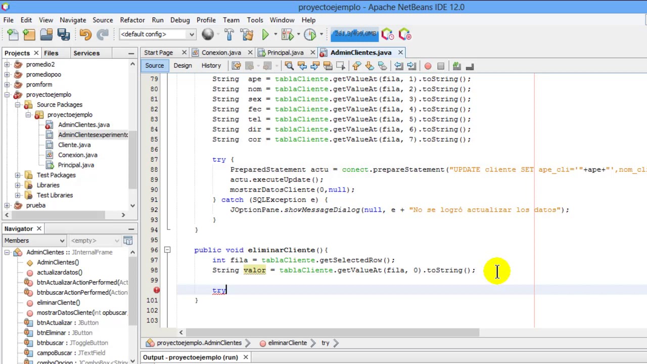 45. Eliminar registro seleccionado desde una Jtable suprimiéndose en la tabla de una base de datos
