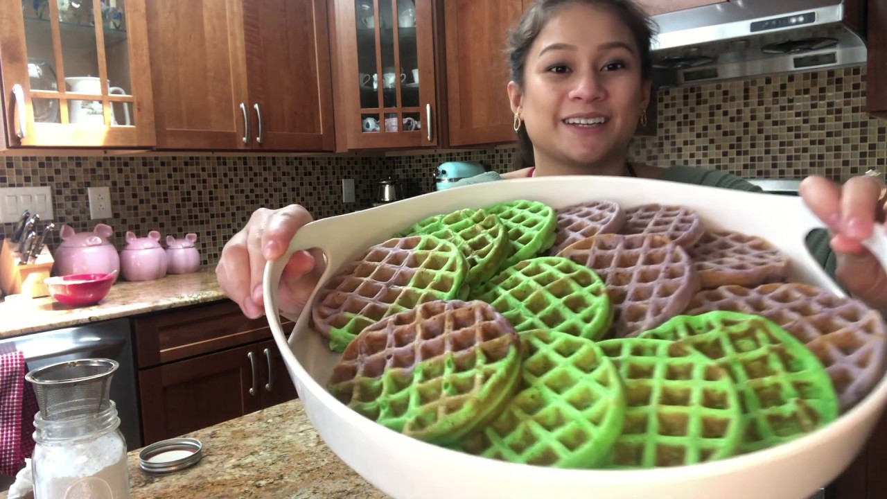 Ube and Pandan Waffles
