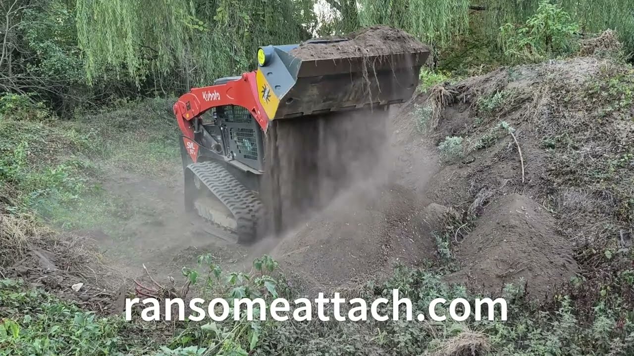 Gyru-Star skid steer soil screening bucket in action
