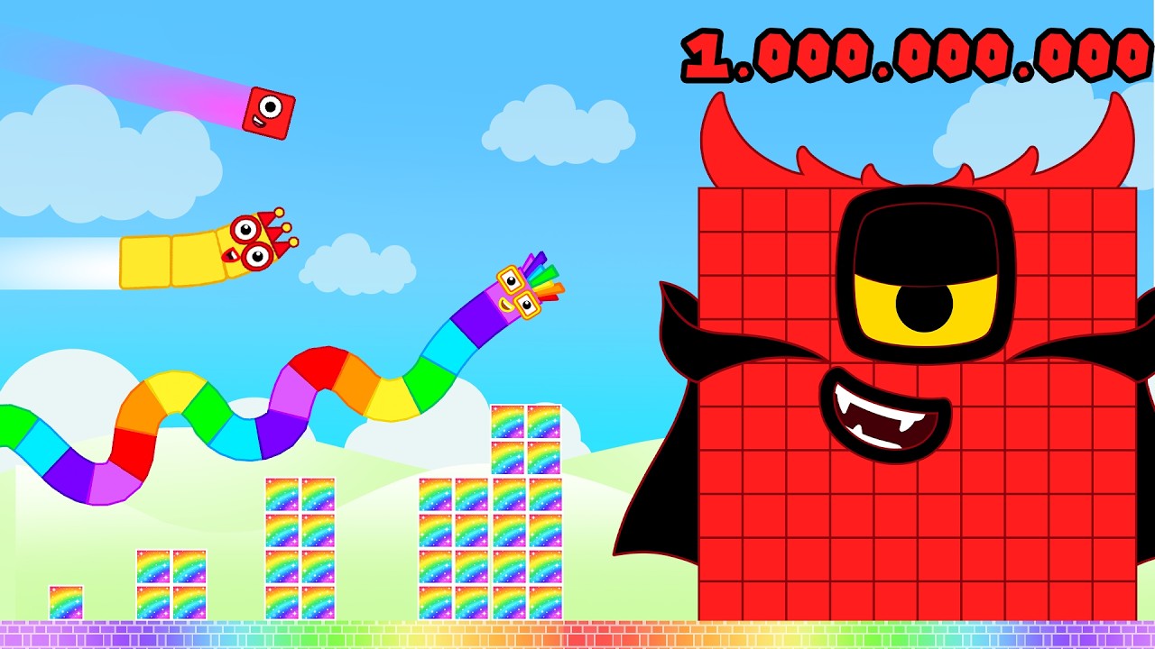 Numberblock Snake 1-10 vs the Biggest & Tallest Numberblocks Mix Level Up Maze