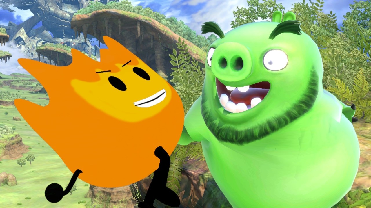 FIREY VS LEONARD! || BATTLE FOR DREAM ISLAND (BFDI) VS THE ANGRY BIRDS MOVIE || SUPER SMASH BROS ULT