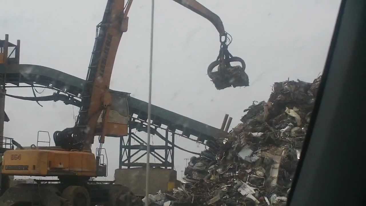 crane with claw, scrap metal