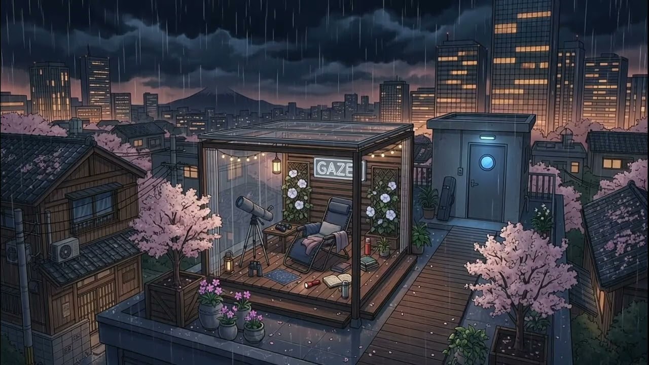 Late Night Deep Study Session 🌧️ Rainy Spring Rooftop Lofi for Maximum Focus