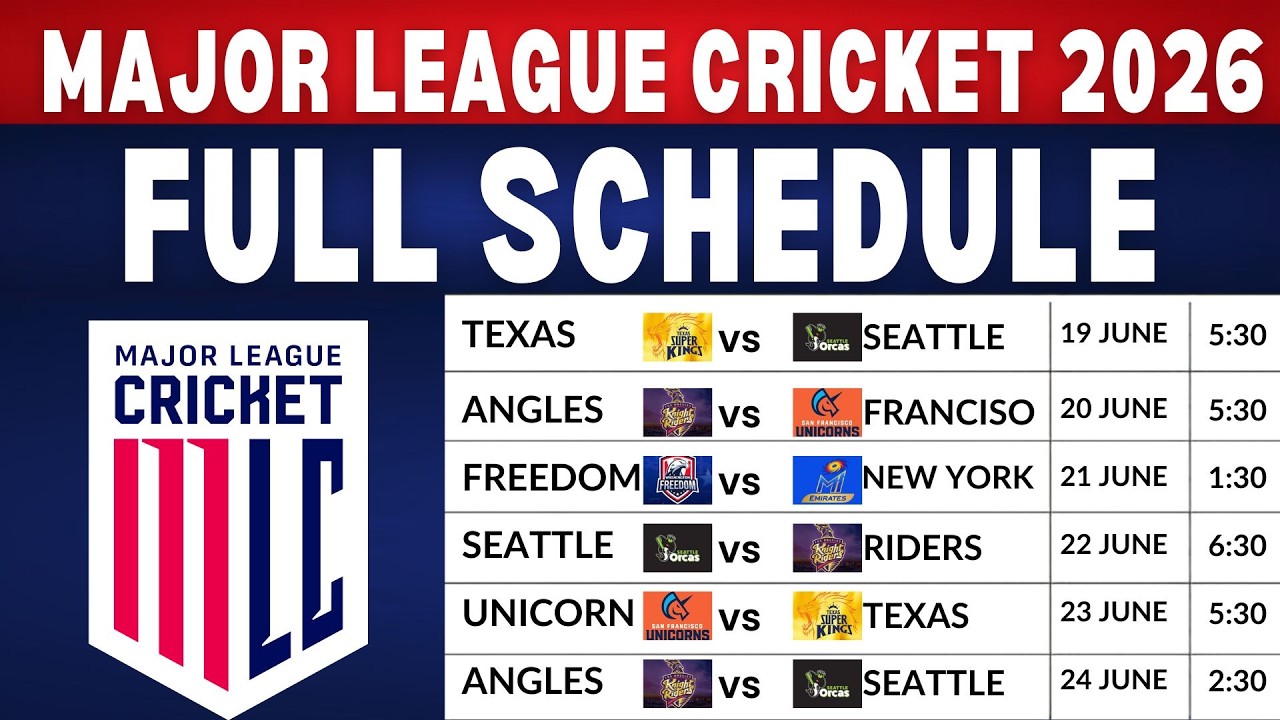 Расписание MLC 2026: Расписание Major League Cricket 2026 | Матчи, время и места проведения MLC 2026