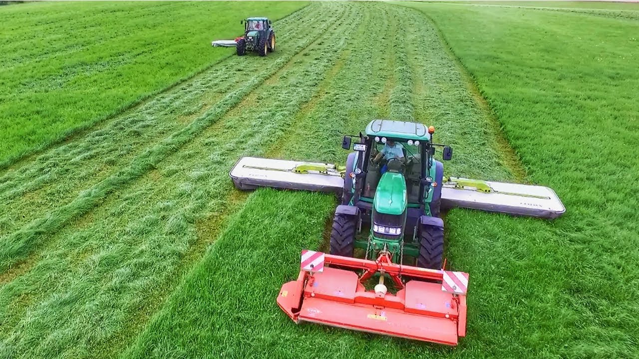 3.Schnitt 2017 // JOHN DEERE 6830 & 6910 am Mähen und Schwaden