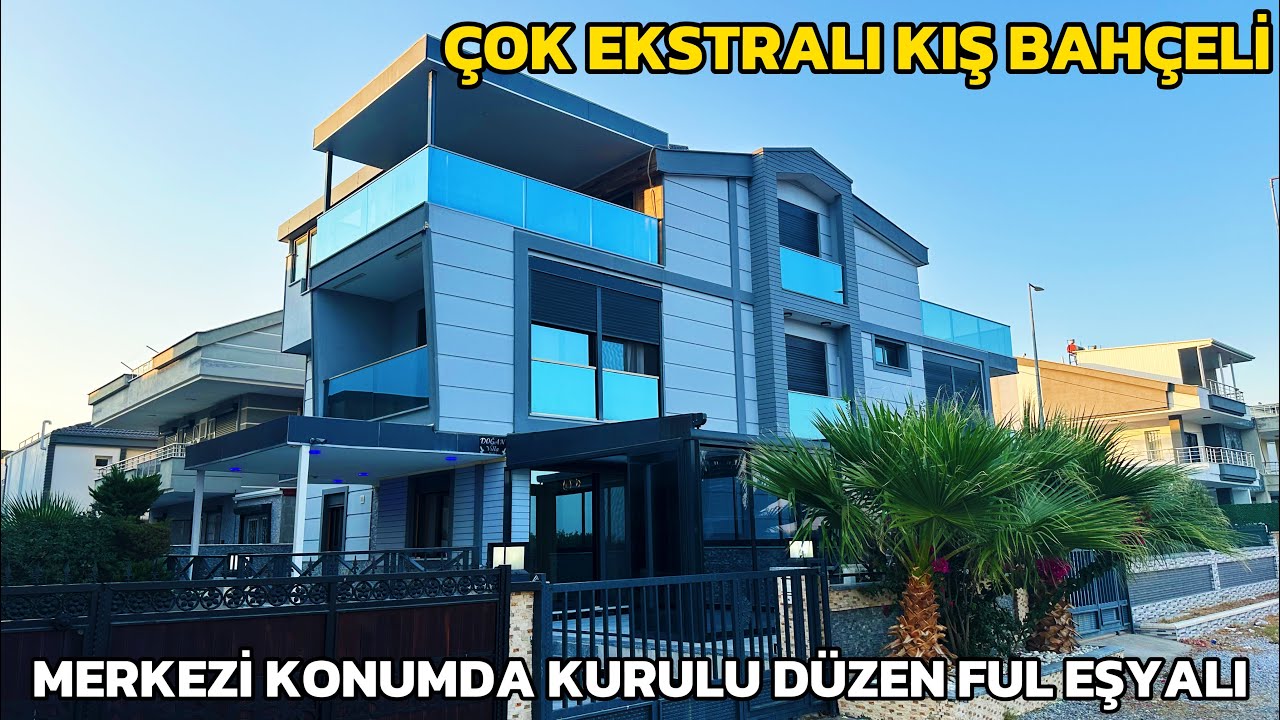 DENİZE YÜRÜME MESAFESİNDE FUL EŞYALI KIŞ BAHÇELİ , EKSTRASI BOL  OLAN 4+1 SATILIK VİLLA.