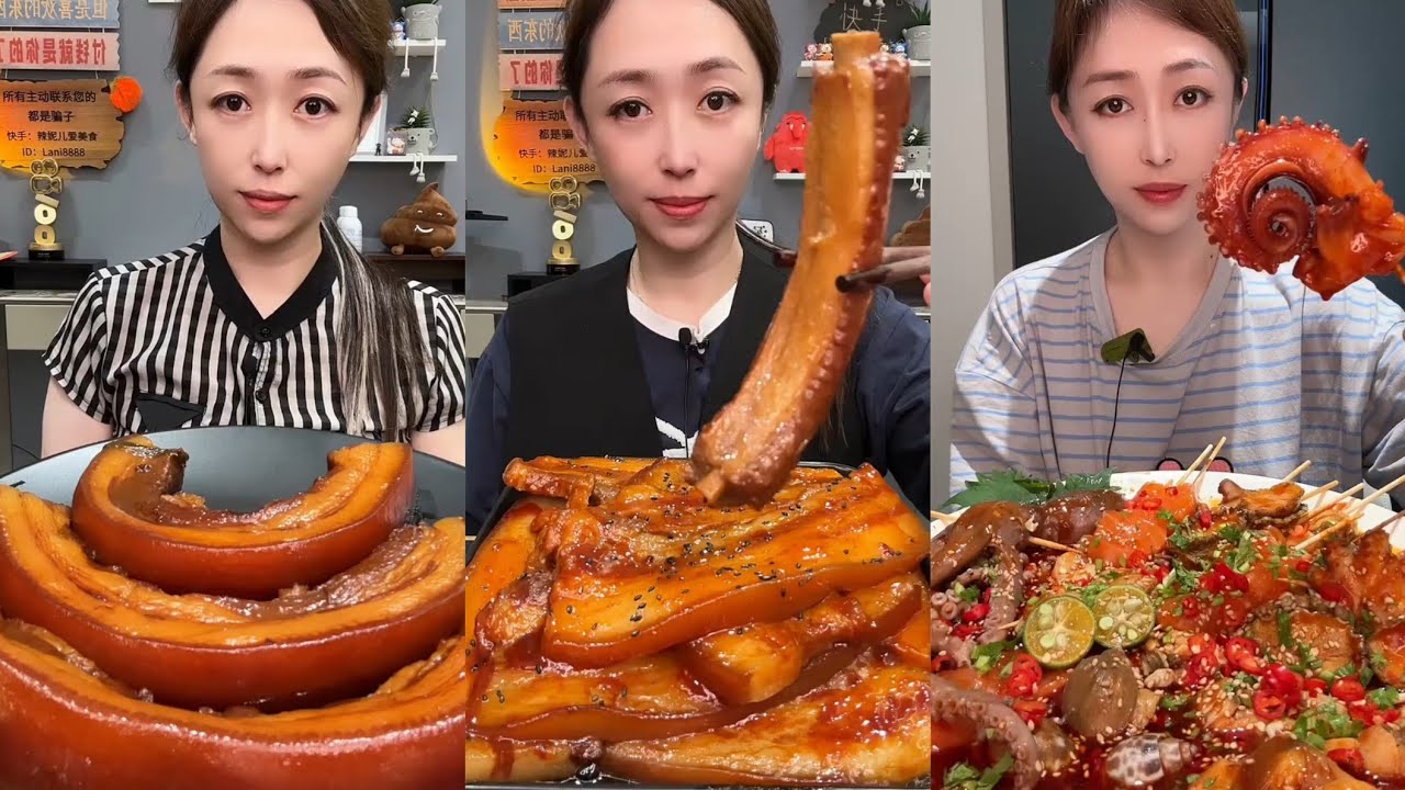 Mukbang #Spicy Noodles 🔥🍜 Pork 🤤 Meat 🍖🥓 Beef Chicken 🍗#food #beef #noodles