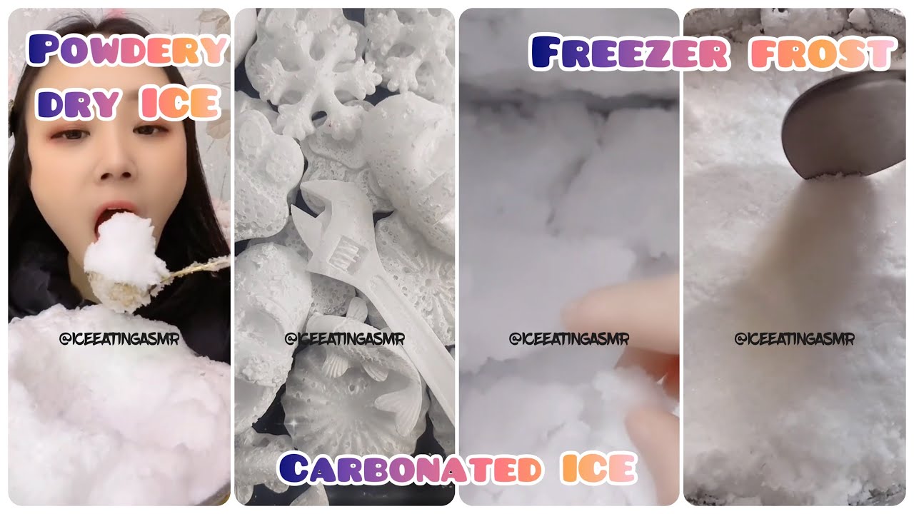 [ASMR] FREEZER FROST & CARBONATED ICE EATING & POWDERY DRY ICE EATING 🤍🤤