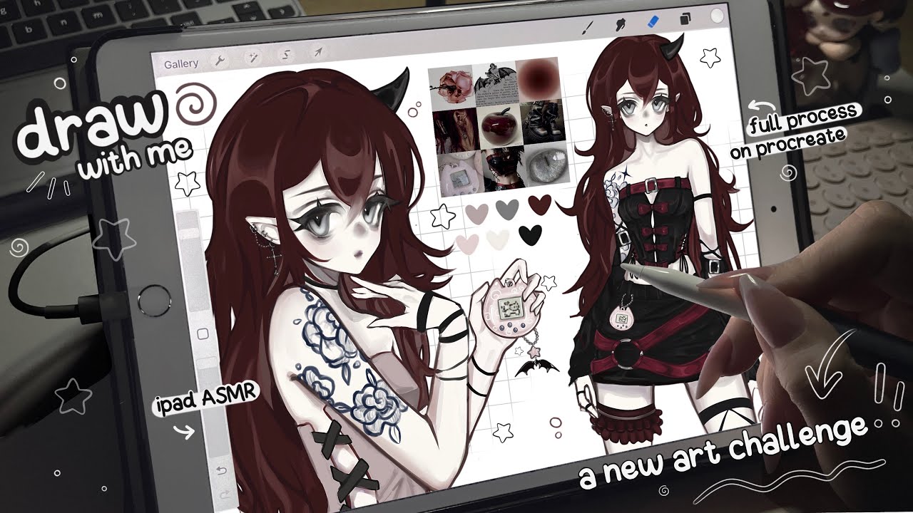 draw with me 1HR (՞ ܸ. ˬ .ܸ՞) new character ₊˚⊹ .ᐟ ᢉ𐭩 [ procreate, real time, ipad asmr ]