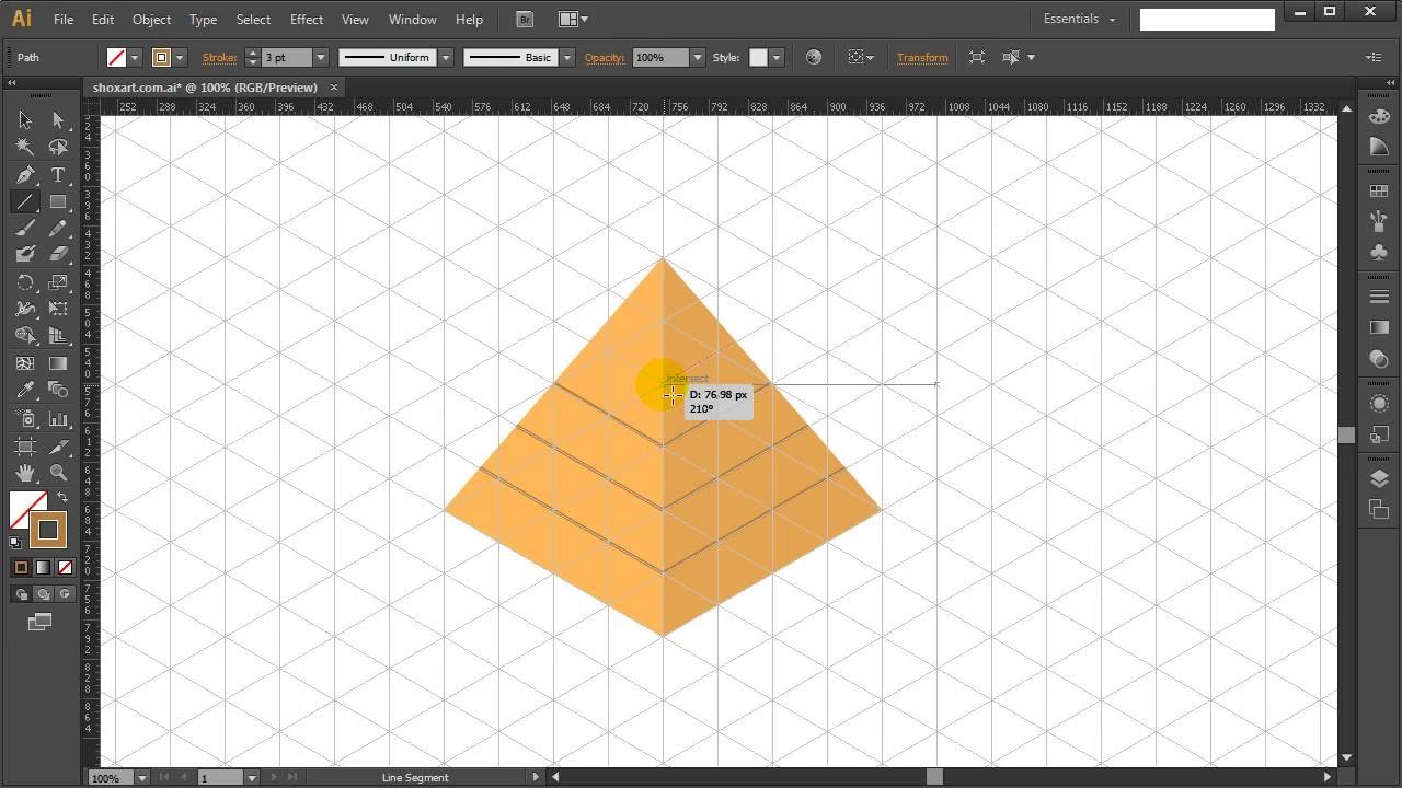 How to draw ISOMETRIC EGYPTIAN PYRAMID in Adobe Illustrator - Tutorial #6