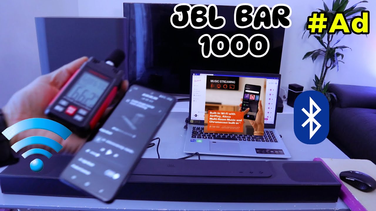 Распаковка звуковой панели JBL Bar 1000 с Wi-Fi и Bluetooth, демонстрационный обзор аудио #Реклама