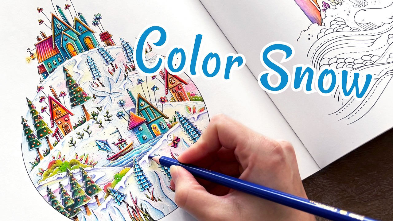 Coloring snow ❄️⛄️ in Magical Worlds by Johanna Basford | ft. Woomer Pencils CHEAP but SO NICE!