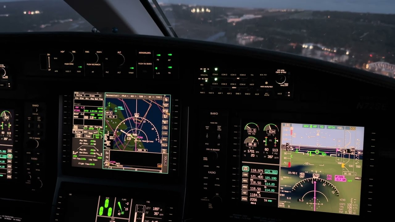 Pilatus PC12 NGX night-dusk landing