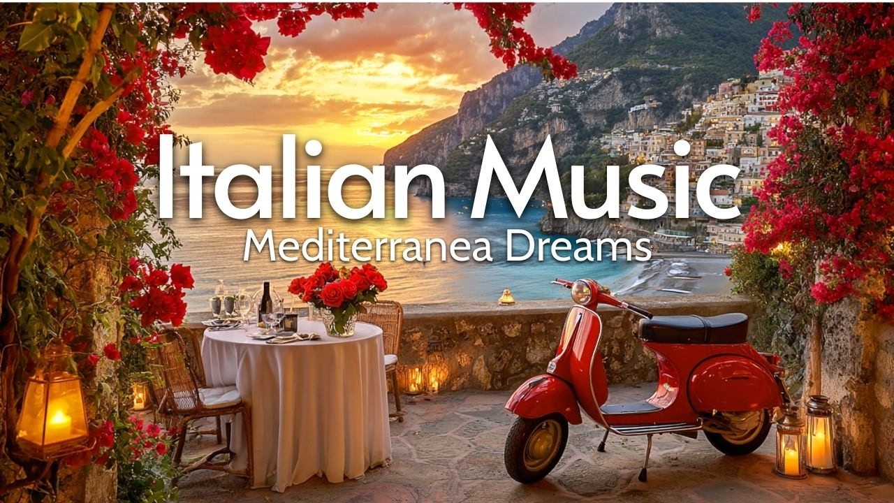 🇮🇹 Italian Vibes & Mediterranean Music 🎶| Italian Sunset Romance & Scenic Amalfi Coast