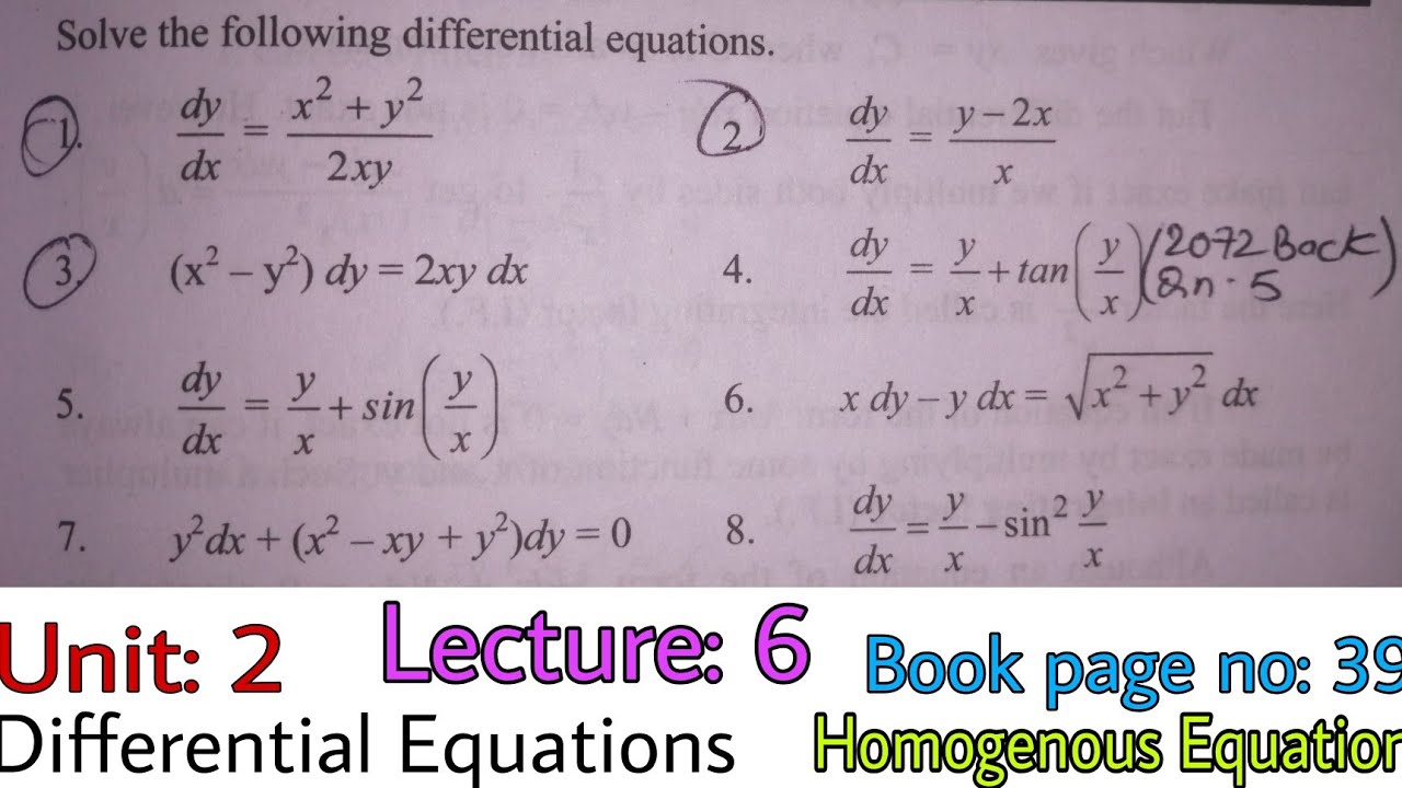 Differential Equation | Unit: 2| Homogenous Differential Equation |Engineering Math III|Prashant YT|