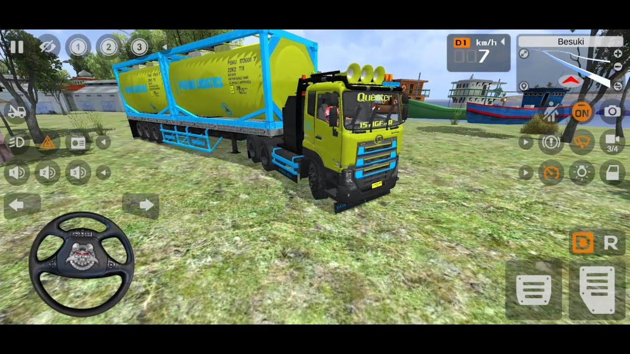 WADIDAW PERMAINAN TRUK TRAILER GANDENG ISO TANK UD QUESTER SUPER BESAR -GAME BUS SIMULATOR INDONESIA
