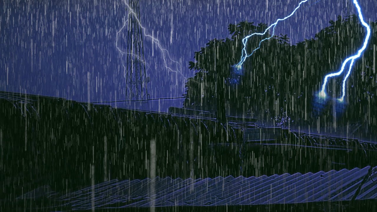 Solve the Problem of Insomnia with Heavy rain & Loud Thunder on Rickety Tin Roof in Forest at Night