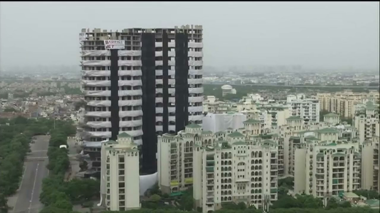 Noida Twin towers Building Collapse Demolition #noida Illegal Construction