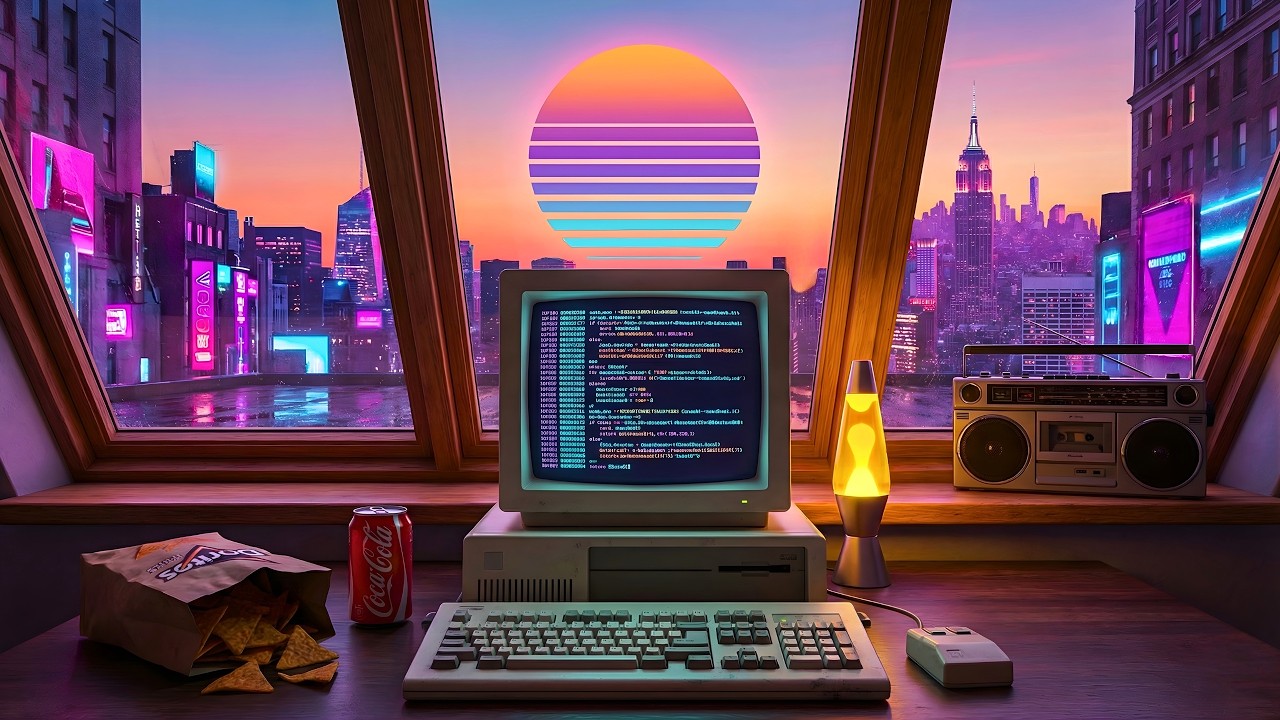Chill Synthwave & Lofi Coding Vibes | Terminal 1985 Never Sleeps 💾 | Retro Nostalgia for Work, Relax