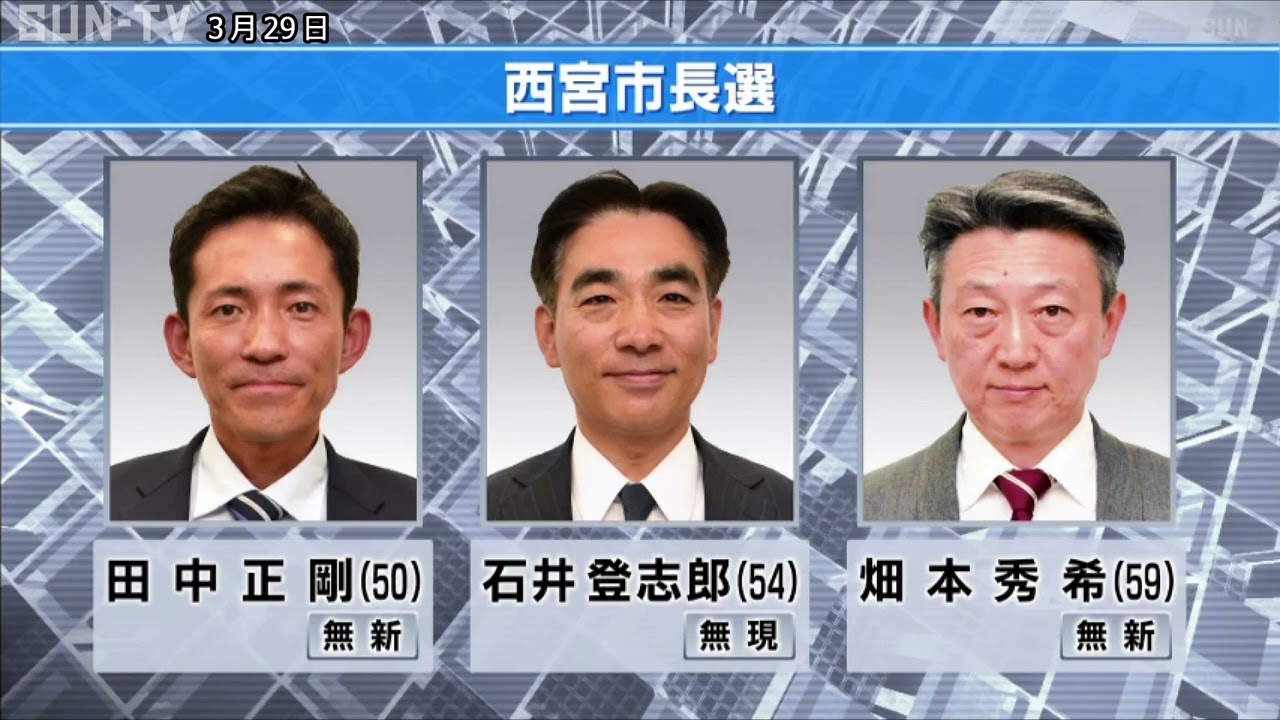 西宮市長選きょう投開票　現職と新人2人三つどもえの争い