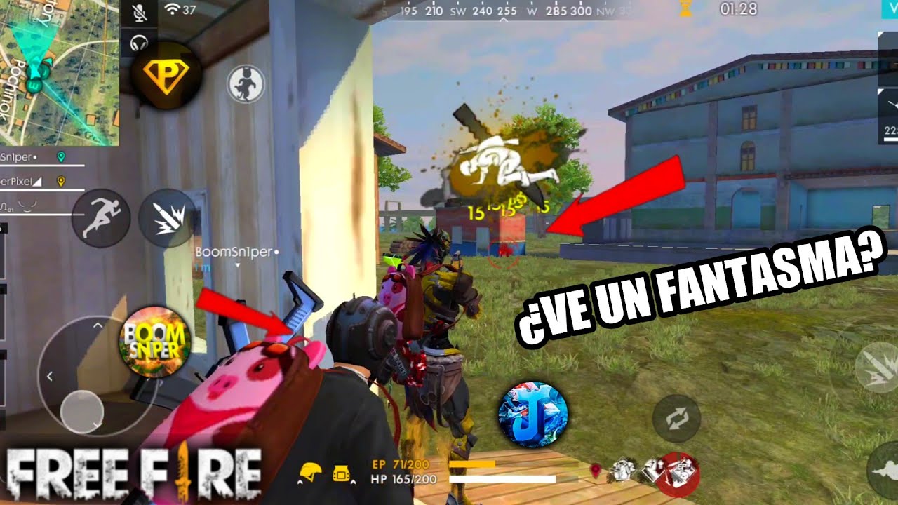 MI AMIGO VE UN FANTASMA EN PLENA PARTIDA Y NO LE CREEMOS... FREE FIRE c/ BoomSniper y SuperPixel