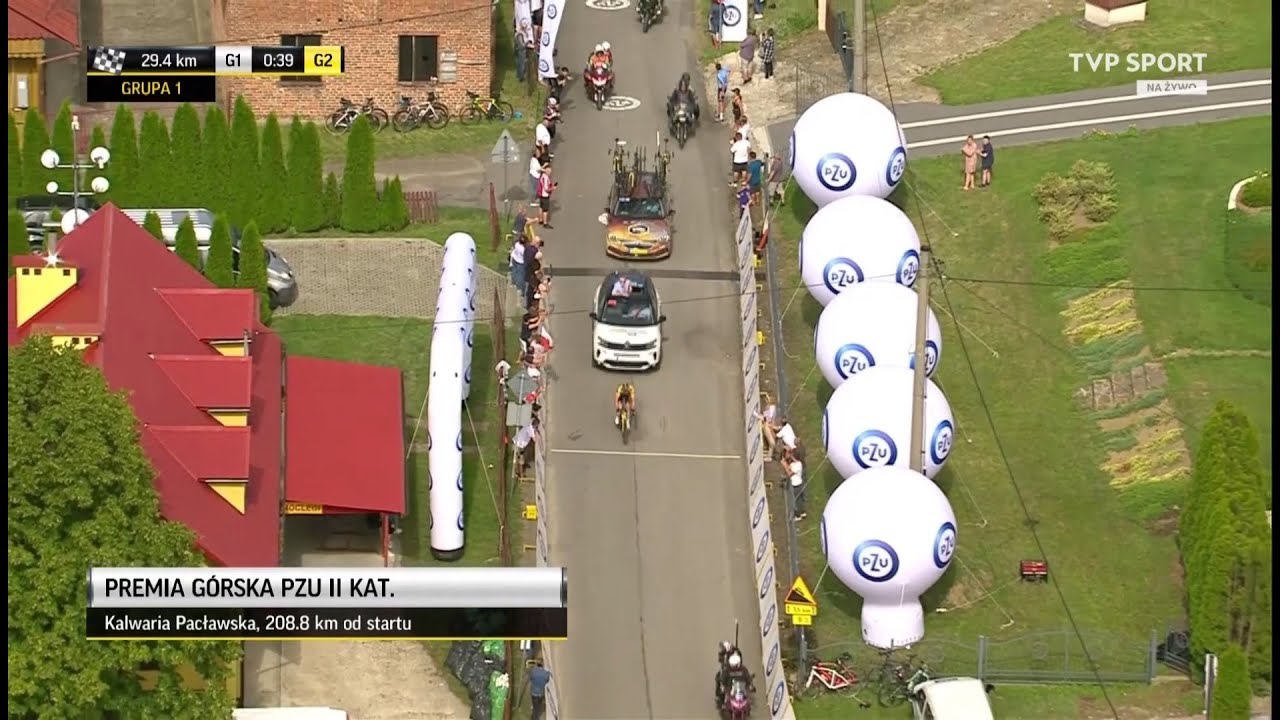 Tour de Pologne 2022 - przejazd przez Kalwarię Pacławską [TVP Sport]