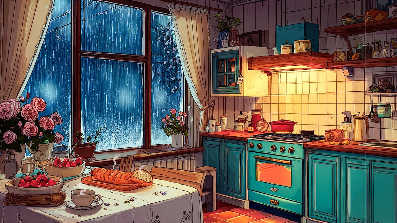 Vintage Snowy Night Jazz ❄️ 1940s Oldies Playing in Another Room to Unwind, Sleep | Rain Sounds 🌧️
