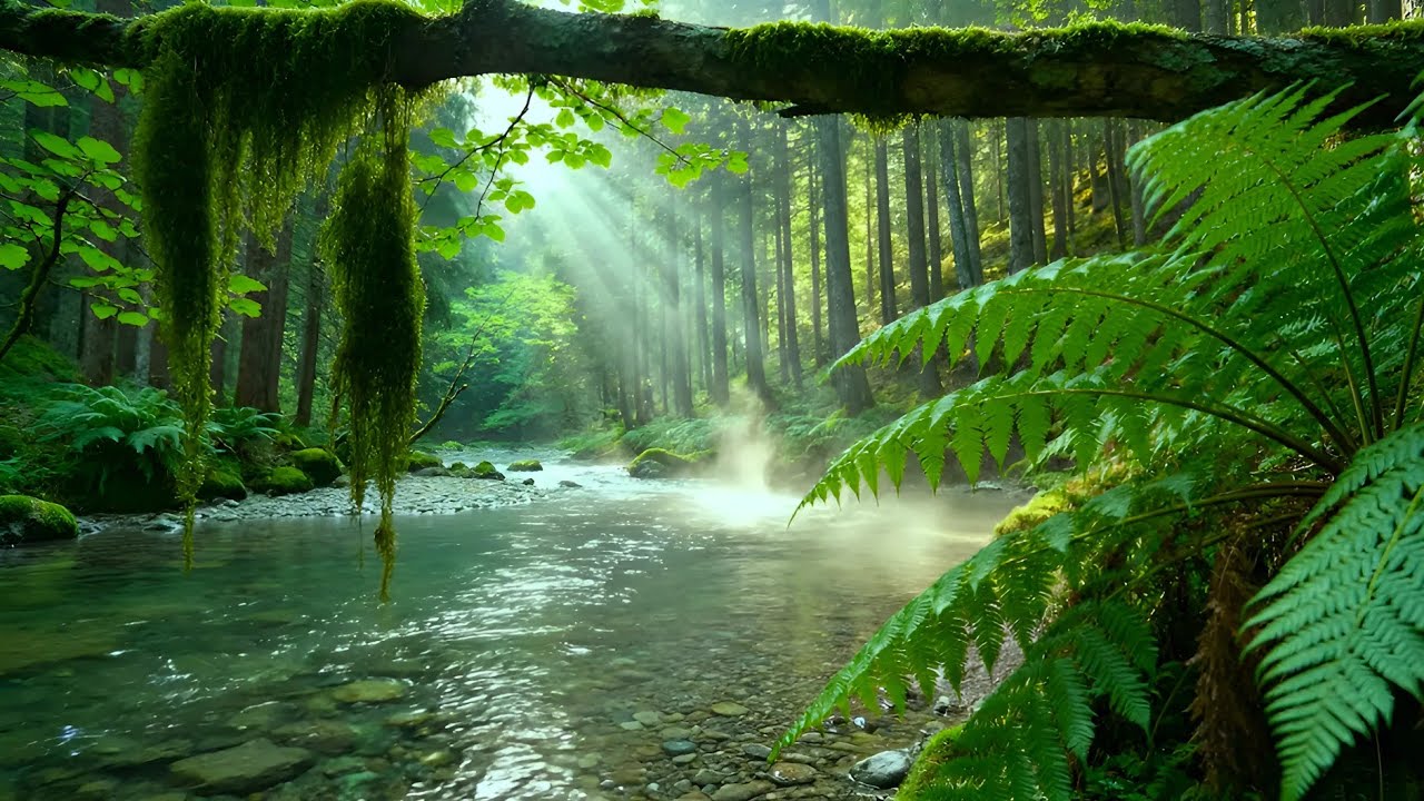 Calming Forest Ambience - Birds Singing Beautiful Stream Sounds for Deep Sleep, Study Focus,Medicine