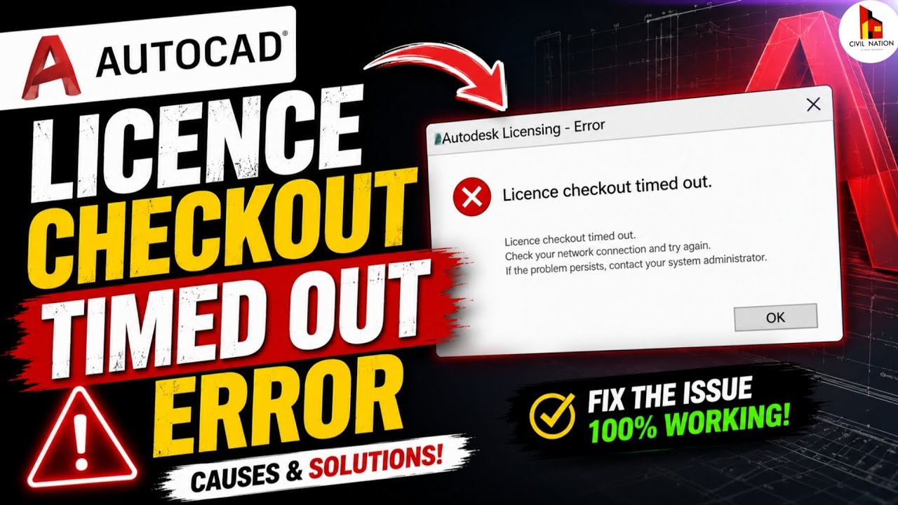 Licence checkout timed out error in AutoCAD | How to Fix Licence Checkout Error | in HINDI