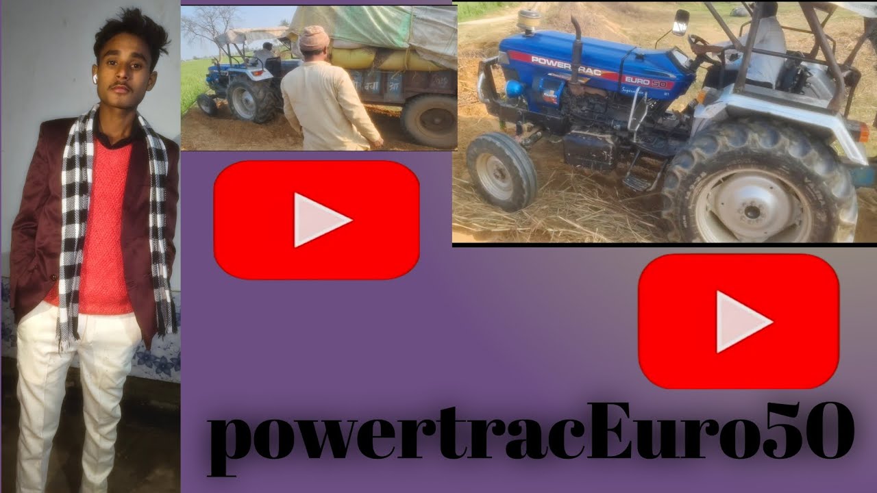 Powertrac Euro 50 next bhusa ki trolley 😂👍