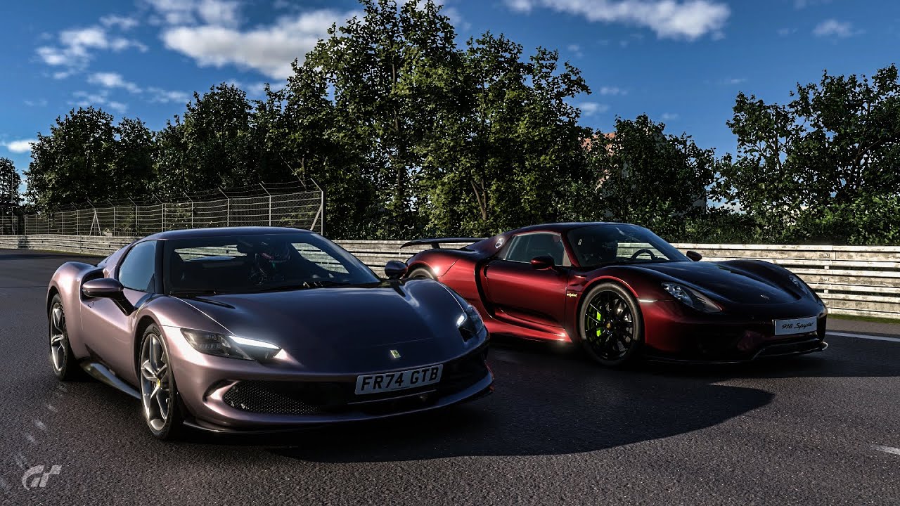 Gran Turismo 7 Drag race: Ferrari 296 GTB vs Porsche 918 Spyder