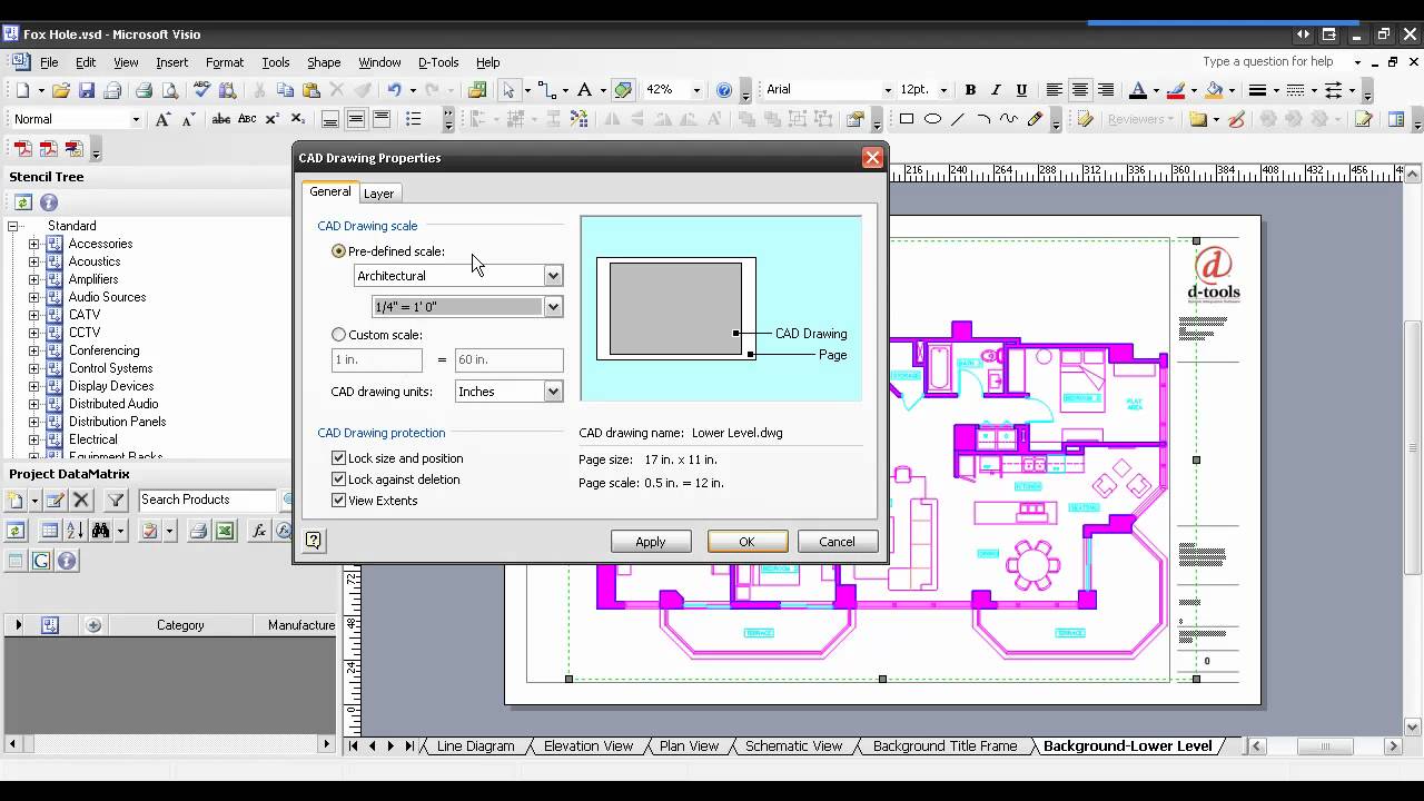 D-Tools SI5.5 Вставка файла AutoCAD в Visio