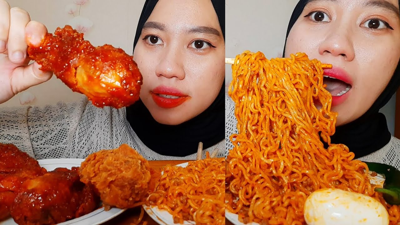 MUKBANG RICHEESE FIRE CHICKEN INDOMIE BOLOGNESE