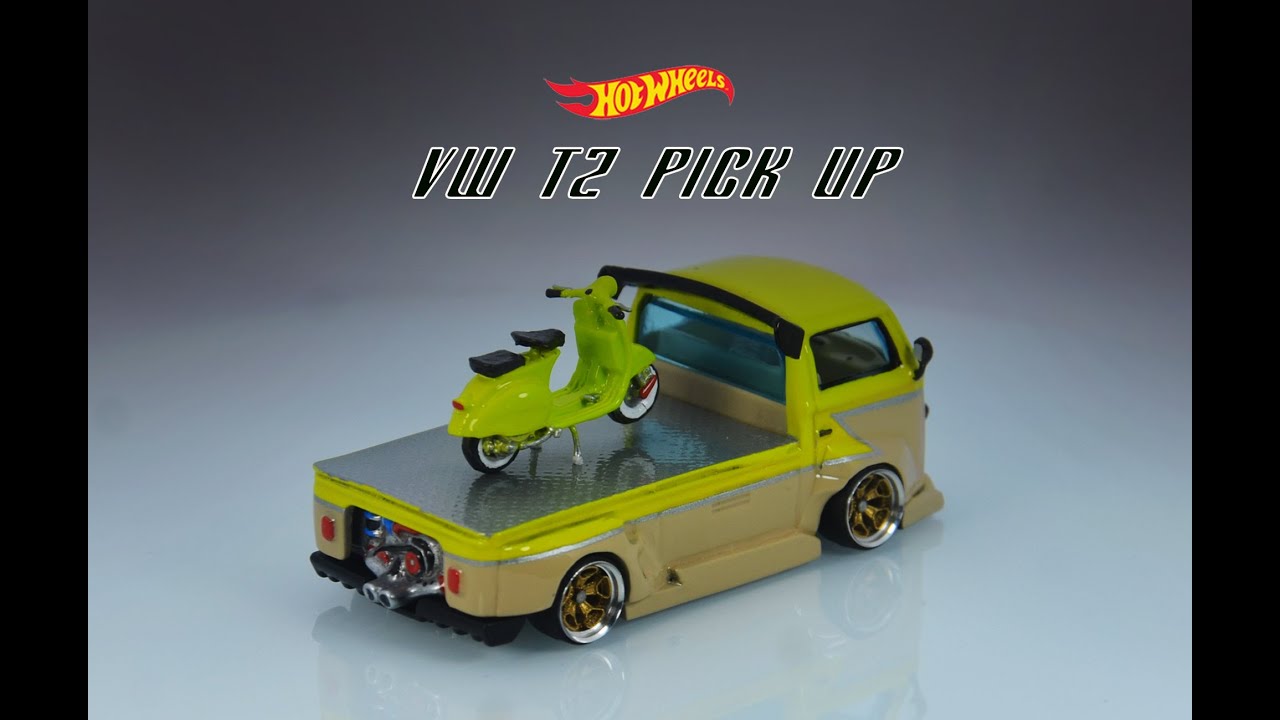VolkWagen T2 Pick Up Transporter Diecast Custom Hot wheels With Vespa 3D Printing Resin