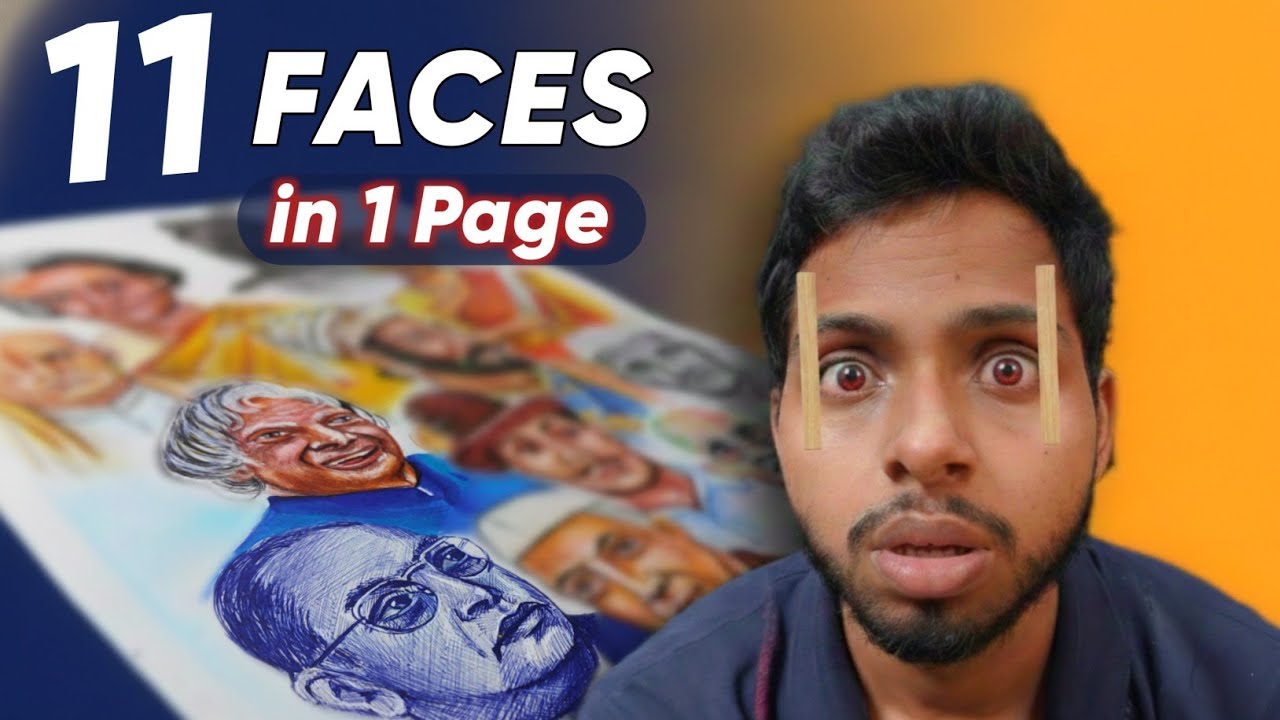 11 Leaders on ONE Paper 😱 (Each Face in a Different Medium) | 24 Hours Art Challenge