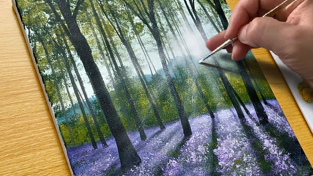 How to Paint a Morning Forest / Acrylic Painting for Beginners