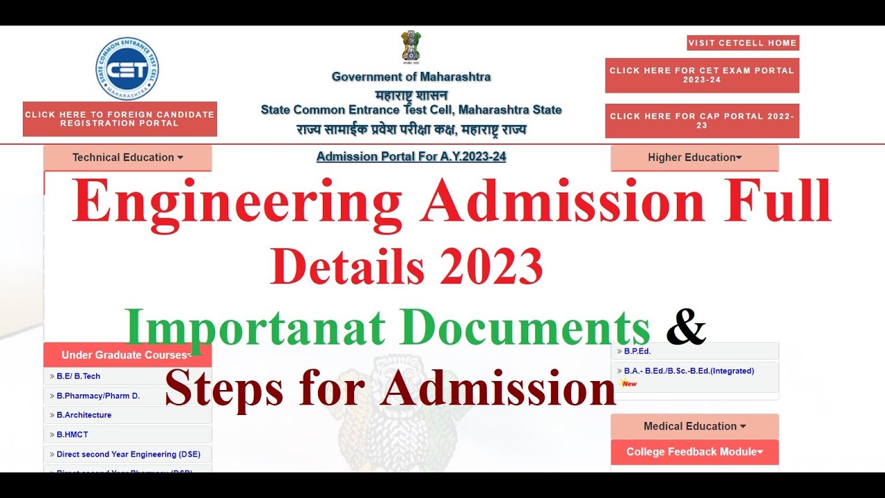 Engineering Admission Process 2023 II 1st Year Engineering Admission Documents and Steps