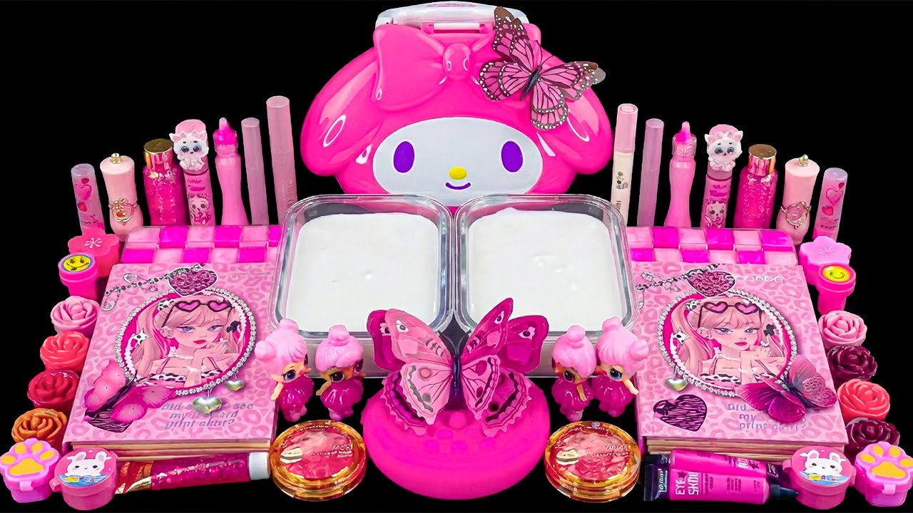 Slime My Melody Merah Muda 💗💗 Campuran Makeup Terlucu Menjadi Slime Mengkilap 🦋 ASMR No Talking