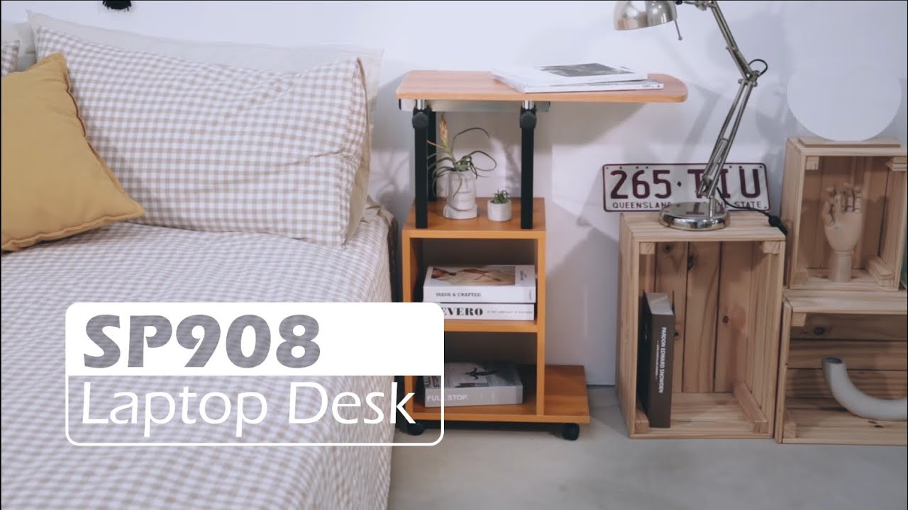 SP908 Rolling Laptop Desk with Storage Area