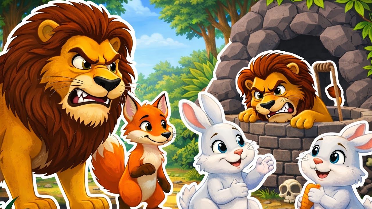 खरगोश ने शेर को कैसे फँसाया? 🦁🐰| शेर, लोमड़ी और समझदार खरगोश की कहानी | Moral Story | Bad time Story
