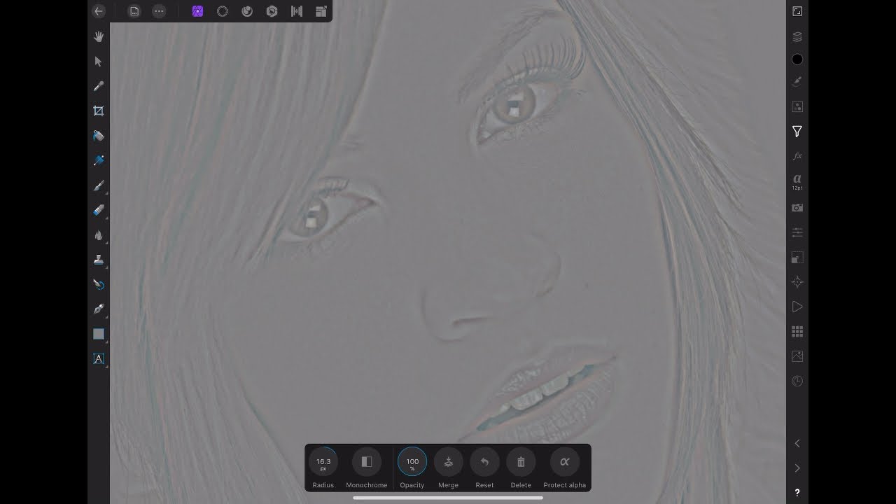 High Pass Filter in Affinity Photo for iPad