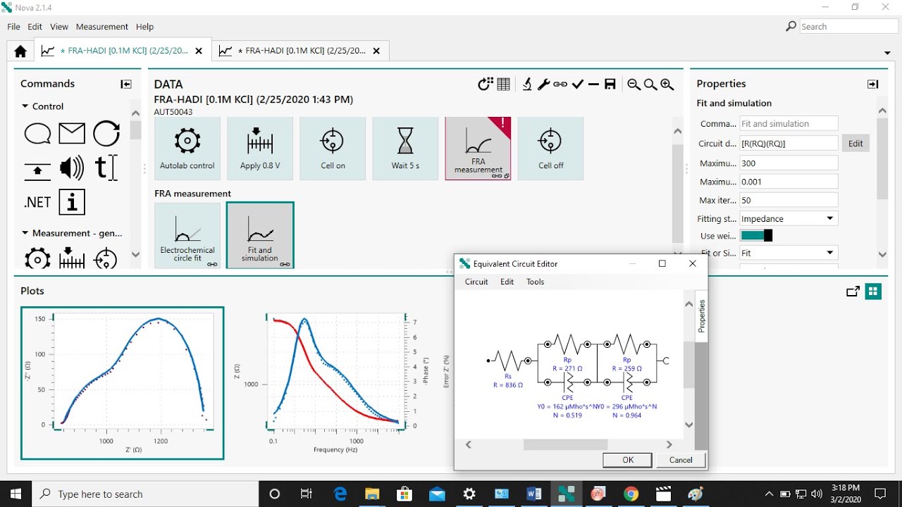 How to Fit Nyquist Plot electrochemical impedance spectroscopy using Nova 2.1.4