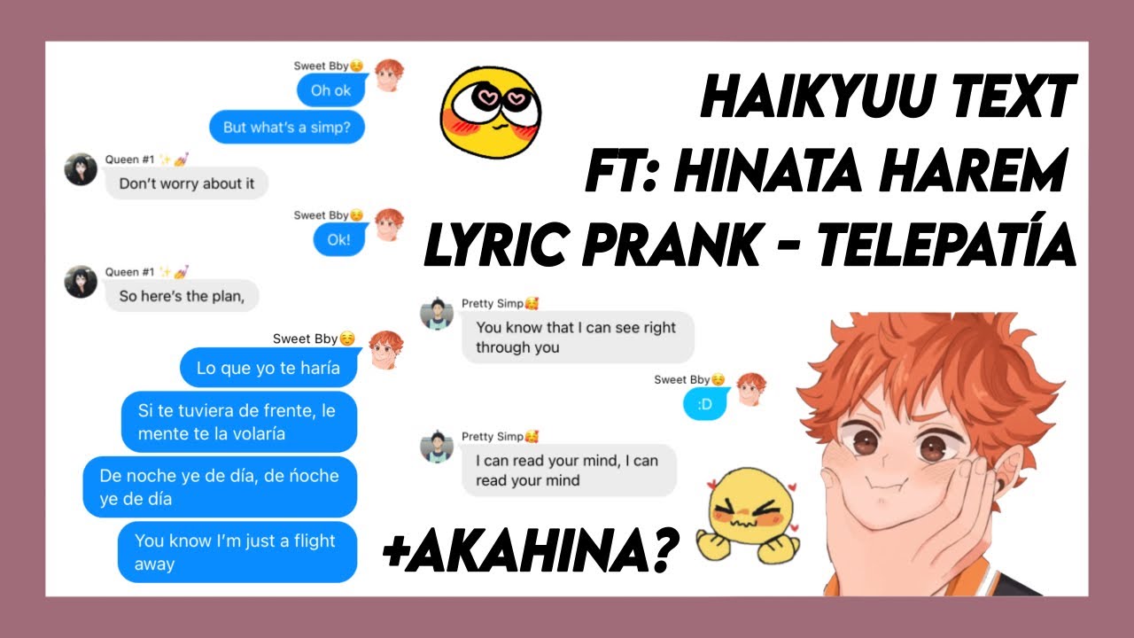 Hinata lyric pranks his harem - Telepatía | lyric prank | Hinata Harem ft: AkaHina | Haikyuu Text