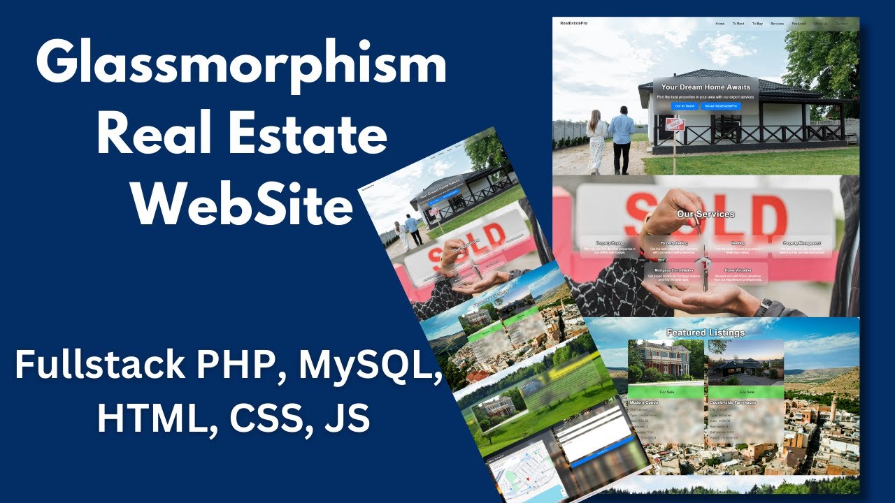 Glassmorphism Real Estate Fullstack Website  | frontend part V | HTML, CSS, JS