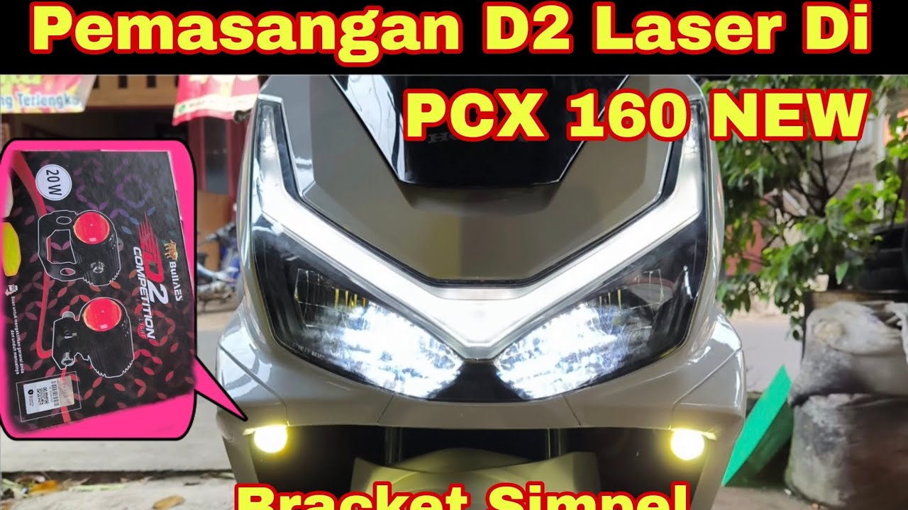 pasang lampu tembak D2 laser 20w di motor Honda PCX 160 new. proses pasang jalur relay dan bracket