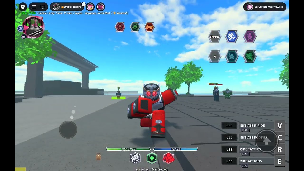 Day 1:playing game rider world.